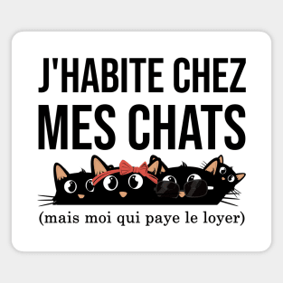 J'habite chez mes chats mais moi qui paye le loyer funny and cute cats Magnet